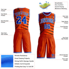 Laden Sie das Bild in den Galerie-Viewer, Custom Orange Thunder Blue-White Wing Stripe Boho Style Round Neck Sublimation Basketball Uniform Jersey
