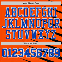 Laden Sie das Bild in den Galerie-Viewer, Custom Orange Thunder Blue-White Wing Stripe Boho Style Round Neck Sublimation Basketball Uniform Jersey
