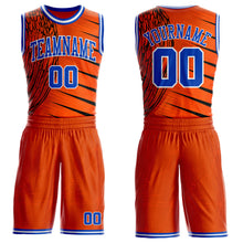 Laden Sie das Bild in den Galerie-Viewer, Custom Orange Thunder Blue-White Wing Stripe Boho Style Round Neck Sublimation Basketball Uniform Jersey
