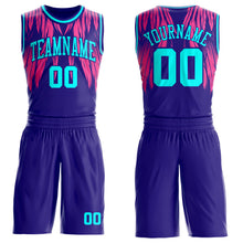 Загрузить изображение в средство просмотра галереи, Custom Dark Purple-Blue Feather Wing Boho Style Round Neck Sublimation Basketball Uniform Jersey
