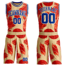 Загрузить изображение в средство просмотра галереи, Custom Cream Royal Orange White-Yellow Feather Boho Style Round Neck Sublimation Basketball Uniform Jersey
