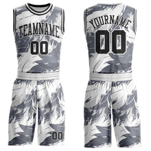 Load image into Gallery viewer, Custom White Black-Gray Feather Wing Boho Style Round Neck Sublimation Basketball Uniform Jersey
