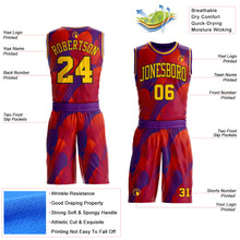 Charger l'image dans la galerie, Custom Purple Yellow Red-Black Feather Wing Boho Style Round Neck Sublimation Basketball Uniform Jersey
