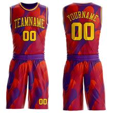 Charger l'image dans la galerie, Custom Purple Yellow Red-Black Feather Wing Boho Style Round Neck Sublimation Basketball Uniform Jersey

