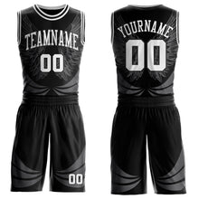 Laden Sie das Bild in den Galerie-Viewer, Custom Black-White Feather Wing Boho Style Round Neck Sublimation Basketball Uniform Jersey
