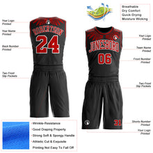 Загрузить изображение в средство просмотра галереи, Custom Black Red-White Feather Wing Boho Style Round Neck Sublimation Basketball Uniform Jersey
