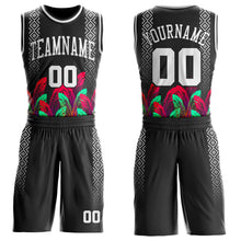 Charger l'image dans la galerie, Custom Black White Red-Green Feather Geometric Boho Style Round Neck Sublimation Basketball Uniform Jersey
