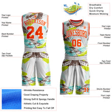 Laden Sie das Bild in den Galerie-Viewer, Custom White-Orange Feather Boho Style Round Neck Sublimation Basketball Uniform Jersey
