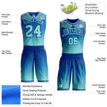 Laden Sie das Bild in den Galerie-Viewer, Custom Royal-Ice Blue Gradient Feather Wing Boho Style Round Neck Sublimation Basketball Uniform Jersey
