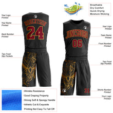 Laden Sie das Bild in den Galerie-Viewer, Custom Black Crimson-Old Gold Wing Boho Style Round Neck Sublimation Basketball Uniform Jersey

