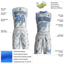 Charger l'image dans la galerie, Custom White Light Blue-Black Feather Boho Style Round Neck Sublimation Basketball Uniform Jersey
