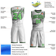 Charger l'image dans la galerie, Custom White Pea Green-Black Feather Boho Style Round Neck Sublimation Basketball Uniform Jersey
