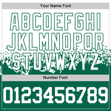 Load image into Gallery viewer, Custom White-Kelly Green Shattered Geometric Side Panel Stripe Round Neck Sublimation Basketball Set Jersey
