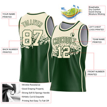 Загрузить изображение в средство просмотра галереи, Custom Cream-Green Shattered Geometric Side Panel Stripe Round Neck Sublimation Basketball Set Jersey
