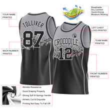 Laden Sie das Bild in den Galerie-Viewer, Custom Gray Black-White Shattered Geometric Side Panel Stripe Round Neck Sublimation Basketball Set Jersey
