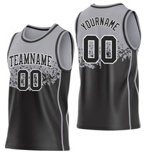 Laden Sie das Bild in den Galerie-Viewer, Custom Gray Black-White Shattered Geometric Side Panel Stripe Round Neck Sublimation Basketball Set Jersey
