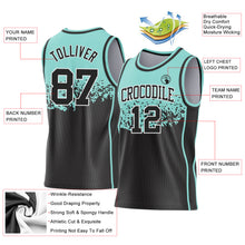 Load image into Gallery viewer, Custom Ice Blue Black-White Shattered Geometric Side Panel Stripe Round Neck Sublimation Basketball Set Jersey
