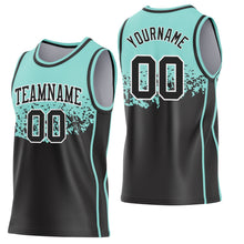 Load image into Gallery viewer, Custom Ice Blue Black-White Shattered Geometric Side Panel Stripe Round Neck Sublimation Basketball Set Jersey
