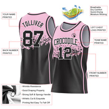 Load image into Gallery viewer, Custom Light Pink Black-White Shattered Geometric Side Panel Stripe Round Neck Sublimation Basketball Set Jersey

