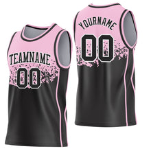 Load image into Gallery viewer, Custom Light Pink Black-White Shattered Geometric Side Panel Stripe Round Neck Sublimation Basketball Set Jersey
