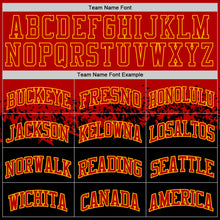 Load image into Gallery viewer, Custom Red Black-Gold Shattered Geometric Side Panel Stripe Round Neck Sublimation Basketball Set Jersey

