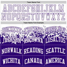 Load image into Gallery viewer, Custom White-Purple Shattered Geometric Side Panel Stripe Round Neck Sublimation Basketball Set Jersey
