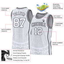 Load image into Gallery viewer, Custom White-Black Tribal Ethnic Aztec Sun Stone Side Panel Stripe Round Neck Sublimation Basketball Set Jersey
