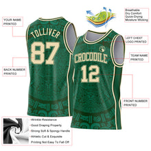 Загрузить изображение в средство просмотра галереи, Custom Green-Cream Tribal Ethnic Aztec Sun Stone Side Panel Stripe Round Neck Sublimation Basketball Set Jersey
