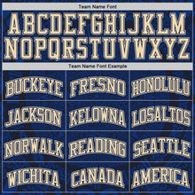 Laden Sie das Bild in den Galerie-Viewer, Custom Royal Cream-Navy Tribal Ethnic Aztec Sun Stone Side Panel Stripe Round Neck Sublimation Basketball Set Jersey
