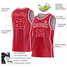 Load image into Gallery viewer, Custom Red-White Tribal Ethnic Aztec Sun Stone Side Panel Stripe Round Neck Sublimation Basketball Set Jersey
