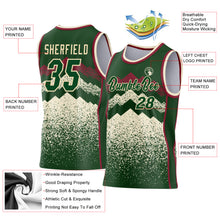 Laden Sie das Bild in den Galerie-Viewer, Custom Green Cream-Crimson Mountain Peak Shards Side Panel Stripe Round Neck Sublimation Basketball Set Jersey
