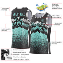 Load image into Gallery viewer, Custom Black Ice Blue-White Mountain Peak Shards Side Panel Stripe Round Neck Sublimation Basketball Set Jersey
