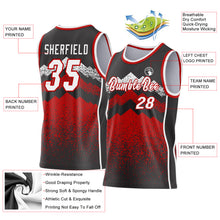 Load image into Gallery viewer, Custom Black White-Red Mountain Peak Shards Side Panel Stripe Round Neck Sublimation Basketball Set Jersey

