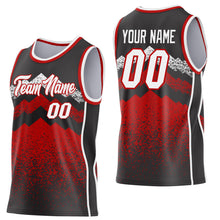 Load image into Gallery viewer, Custom Black White-Red Mountain Peak Shards Side Panel Stripe Round Neck Sublimation Basketball Set Jersey
