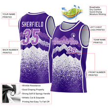 Load image into Gallery viewer, Custom Purple Medium Purple-White Mountain Peak Shards Side Panel Stripe Round Neck Sublimation Basketball Set Jersey
