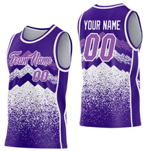 Load image into Gallery viewer, Custom Purple Medium Purple-White Mountain Peak Shards Side Panel Stripe Round Neck Sublimation Basketball Set Jersey
