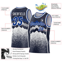 Load image into Gallery viewer, Custom Navy Royal-White Mountain Peak Shards Side Panel Stripe Round Neck Sublimation Basketball Set Jersey
