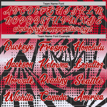 Load image into Gallery viewer, Custom Red Black-White Lightning Gradient Dot Side Panel Stripe Round Neck Sublimation Basketball Set Jersey
