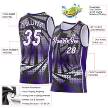 Load image into Gallery viewer, Custom Purple White-Black Lightning Gradient Dot Side Panel Stripe Round Neck Sublimation Basketball Set Jersey
