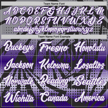 Load image into Gallery viewer, Custom Purple White-Black Lightning Gradient Dot Side Panel Stripe Round Neck Sublimation Basketball Set Jersey

