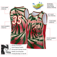 Laden Sie das Bild in den Galerie-Viewer, Custom Green Cream-Red Lightning Gradient Dot Side Panel Stripe Round Neck Sublimation Basketball Set Jersey
