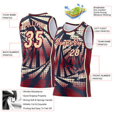 Load image into Gallery viewer, Custom Navy Cream-Maroon Lightning Gradient Dot Side Panel Stripe Round Neck Sublimation Basketball Set Jersey
