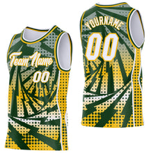 Load image into Gallery viewer, Custom Green White-Gold Lightning Gradient Dot Side Panel Stripe Round Neck Sublimation Basketball Set Jersey
