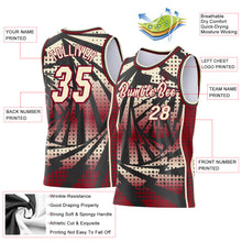 Load image into Gallery viewer, Custom Maroon Cream-Black Lightning Gradient Dot Side Panel Stripe Round Neck Sublimation Basketball Set Jersey
