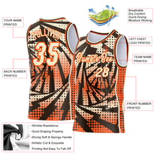 Load image into Gallery viewer, Custom Orange Cream-Brown Lightning Gradient Dot Side Panel Stripe Round Neck Sublimation Basketball Set Jersey
