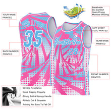 Load image into Gallery viewer, Custom Pink Sky Blue-White Lightning Gradient Dot Side Panel Stripe Round Neck Sublimation Basketball Set Jersey
