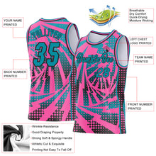 Load image into Gallery viewer, Custom Pink Teal-Black Lightning Gradient Dot Side Panel Stripe Round Neck Sublimation Basketball Set Jersey
