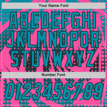 Load image into Gallery viewer, Custom Pink Teal-Black Lightning Gradient Dot Side Panel Stripe Round Neck Sublimation Basketball Set Jersey
