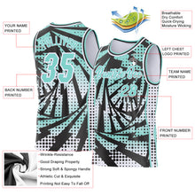 Load image into Gallery viewer, Custom Ice Blue Black-White Lightning Gradient Dot Side Panel Stripe Round Neck Sublimation Basketball Set Jersey
