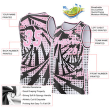 Laden Sie das Bild in den Galerie-Viewer, Custom Light Pink Black-White Lightning Gradient Dot Side Panel Stripe Round Neck Sublimation Basketball Set Jersey
